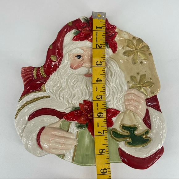Fitz and Floyd Santa Cookie Plate Christmas Poinsettia Canape 59-353 w/Box - Picture 8 of 9
